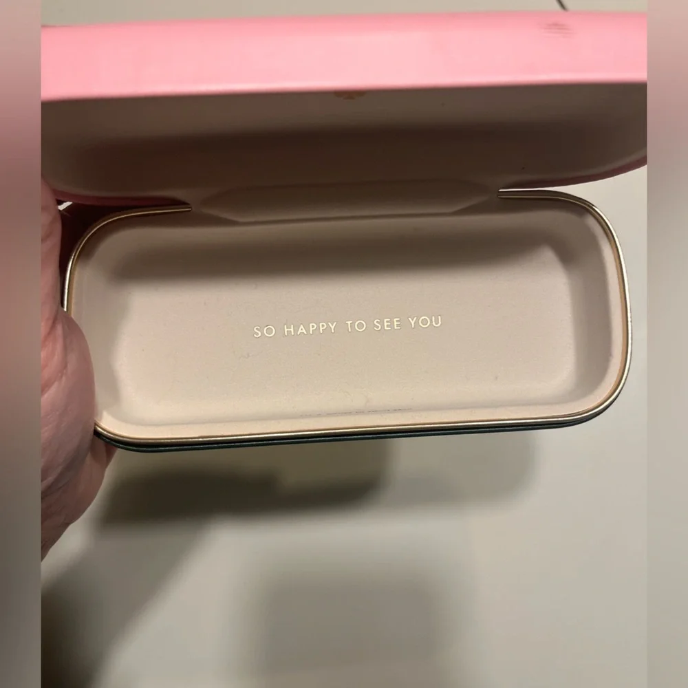 Kate Spade eye glasses clam shell pink green case